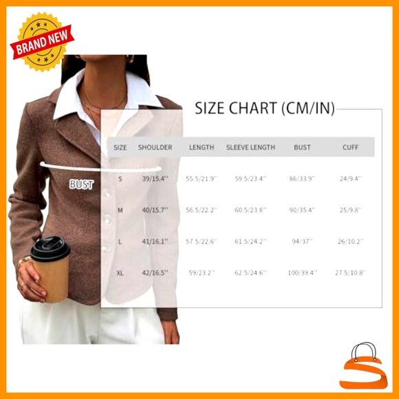 Cropped Tweed Blazer Slim Fit Office Casual Elegant Lapel Collar Jacket - Picture 7 of 7